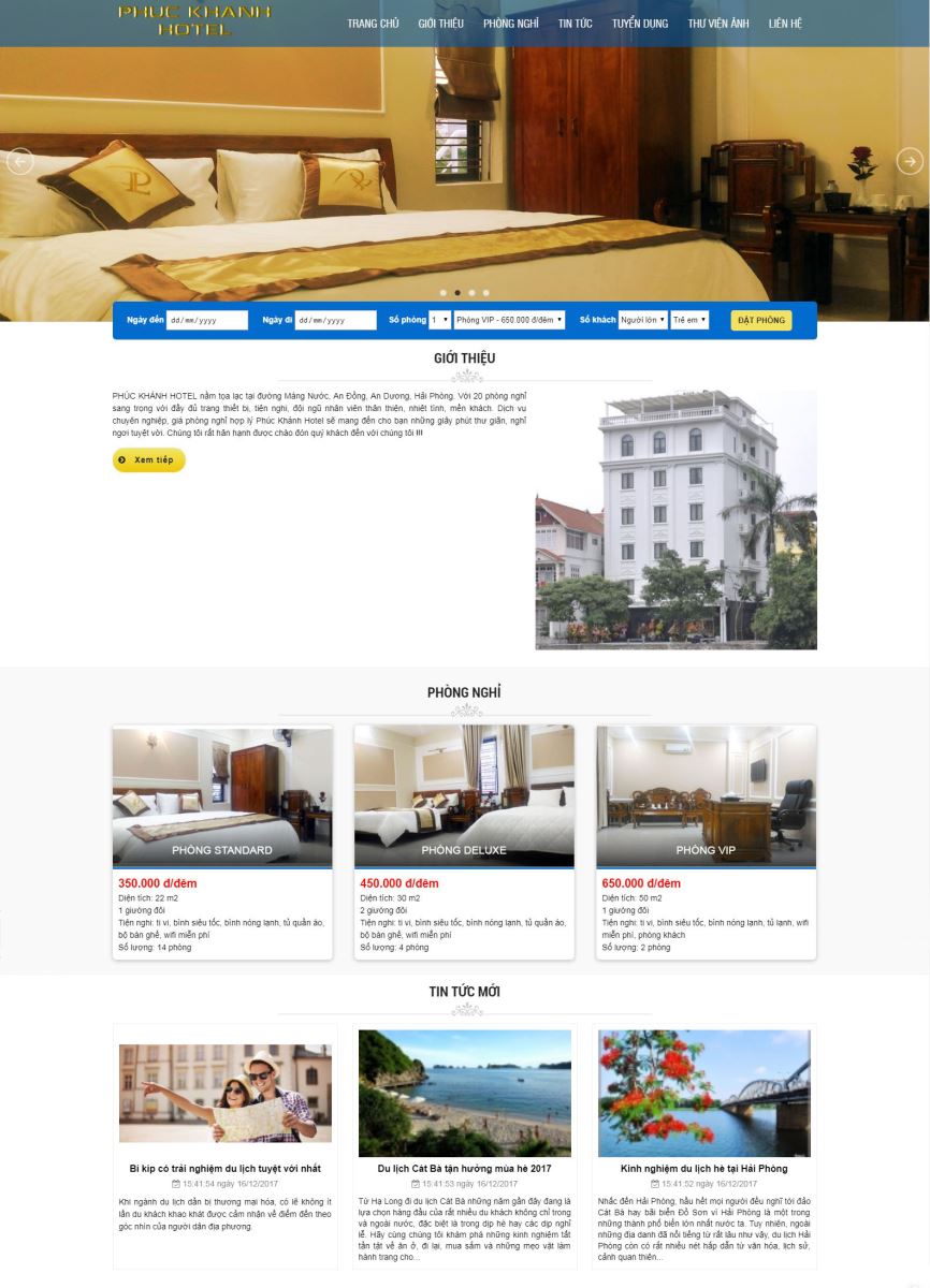 Thiết kế website Phúc Khánh Hotel