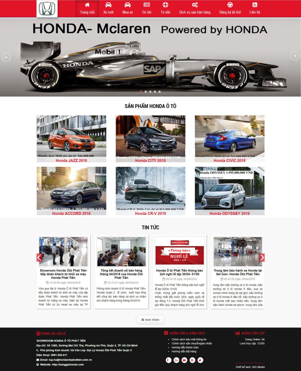 Thiết kế website Showroom ô tô Honda Tiến Phát