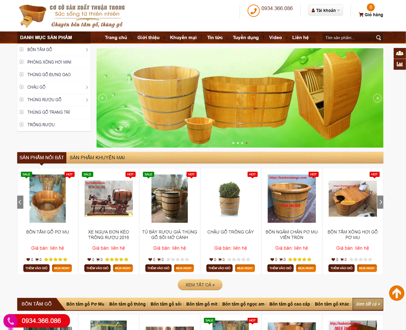 Thiết kế web Bán Bồn Tắm Gỗ Thuận Trong