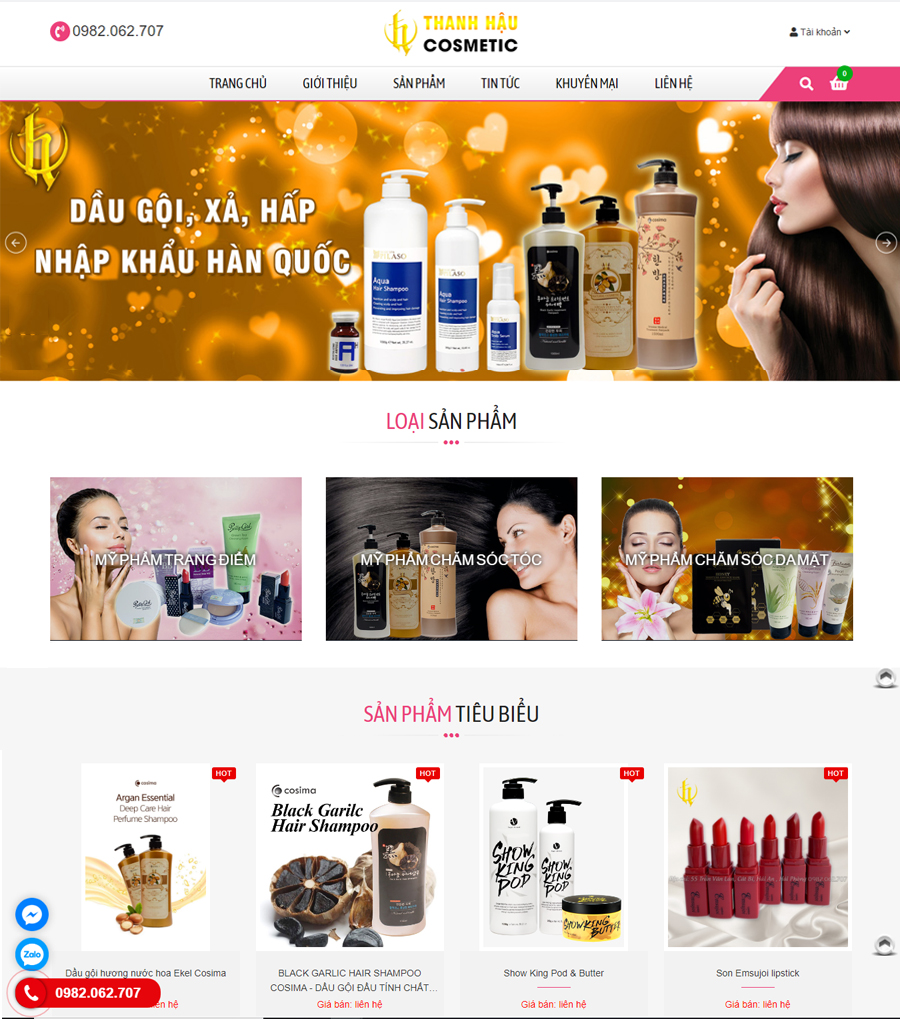 Thiết kế web Thanh Hậu Cosmetic