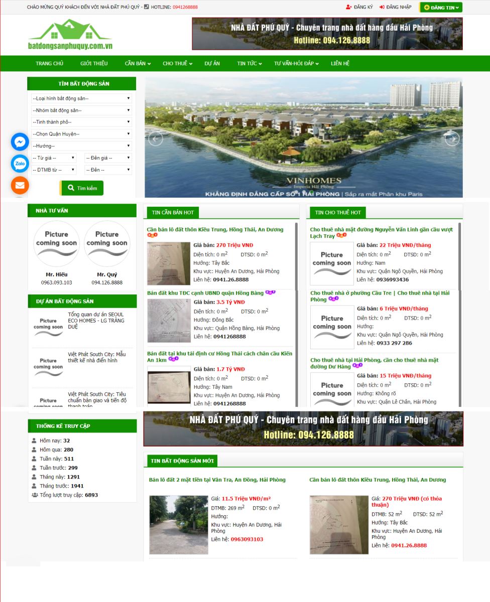 Thiết kế website Nhà Đất Phú Quý   