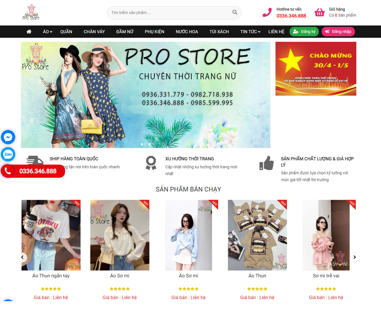 Thiết kế web Shop Thời Trang Pro Store