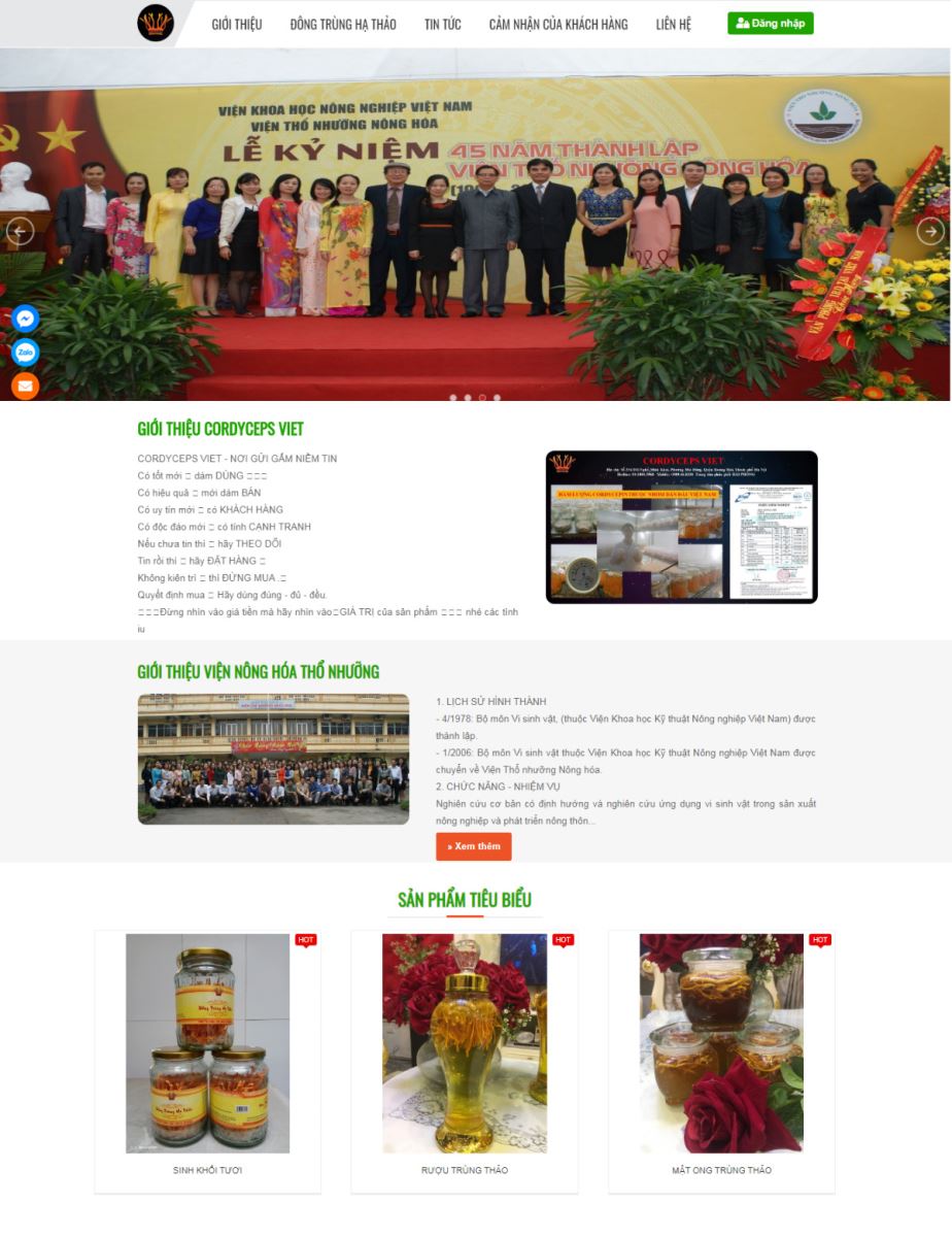 Thiết kế web Công ty Cordyceps Việt