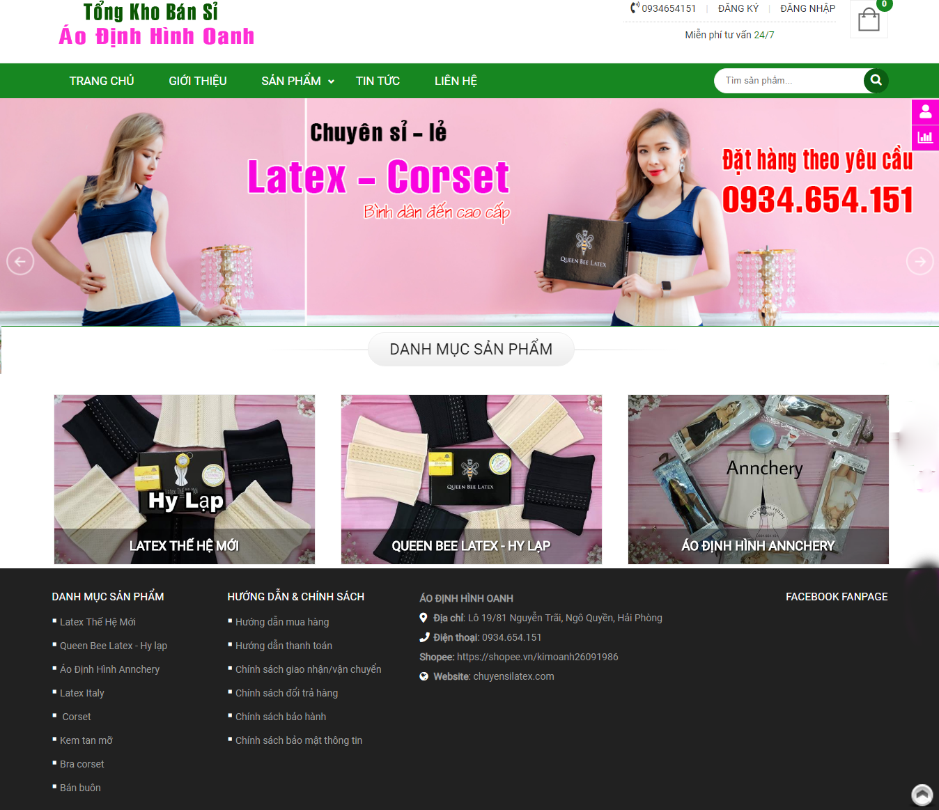 Thiết kế website Shop Áo Định Hình Oanh