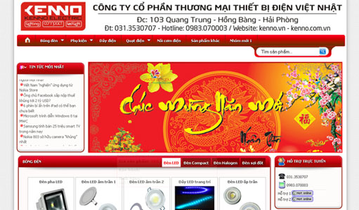 Thiết kế web Công ty Cổ phần Thương mại thiết bị điện Việt Nhật
