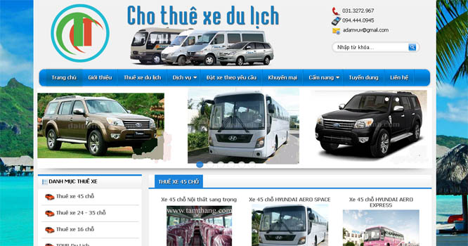 Thiết kế web Cho thuê xe ô tô du lịch