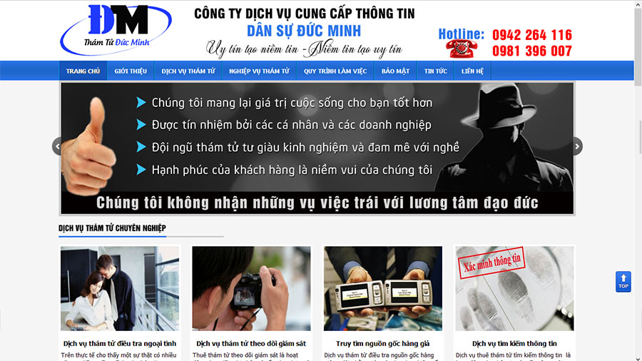 Thiết kế web Công ty Thám tử Đức Minh