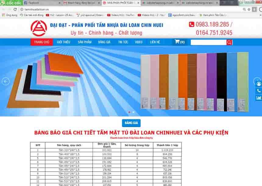 Thiết kế website Đại Đạt - Nhà phân phối tấm nhựa Đài Loan Chin Huei