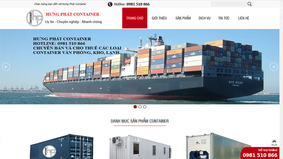 Thiết kế website Công ty CP Hưng Phát Container