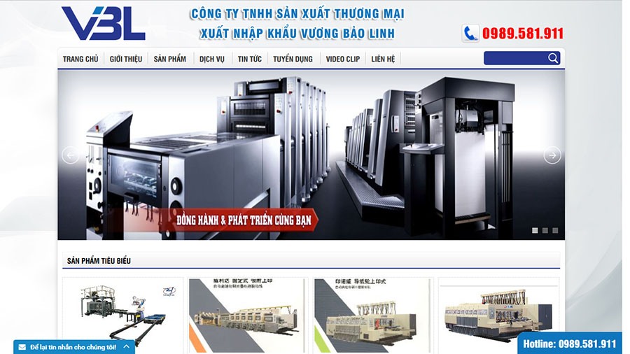 Thiết kế web Công Ty TNHH Sản xuất Thương Mại Xuất Nhập Khẩu Vương Bảo Linh