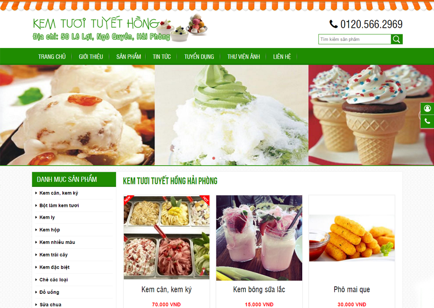 Thiết kế website Kem tươi Tuyết Hồng