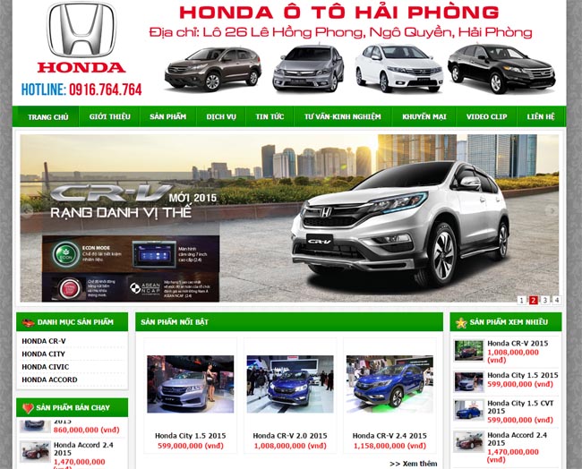 Thiết kế web Honda Ô tô Hải Phòng