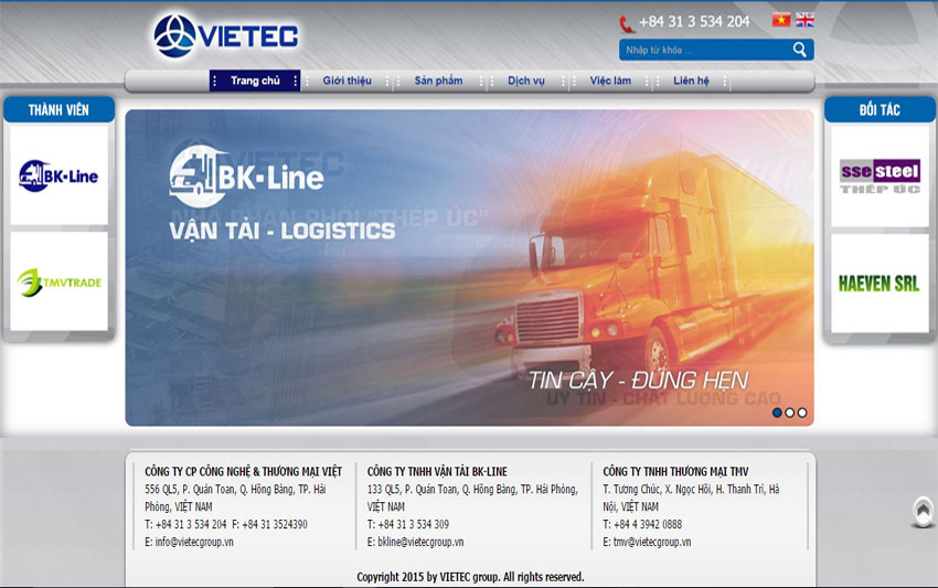 Thiết kế website Công ty CP Công nghệ và Thương mại Việt