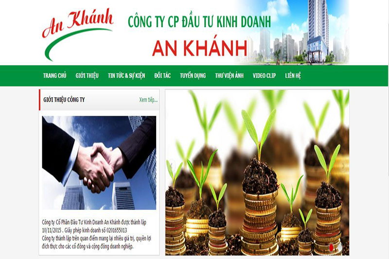 Thiết kế web Công ty Đầu tư Kinh doanh An Khánh