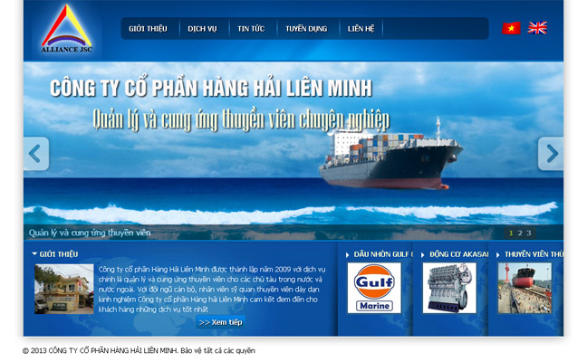 Thiết kế web Công ty CP Hàng Hải Liên Minh