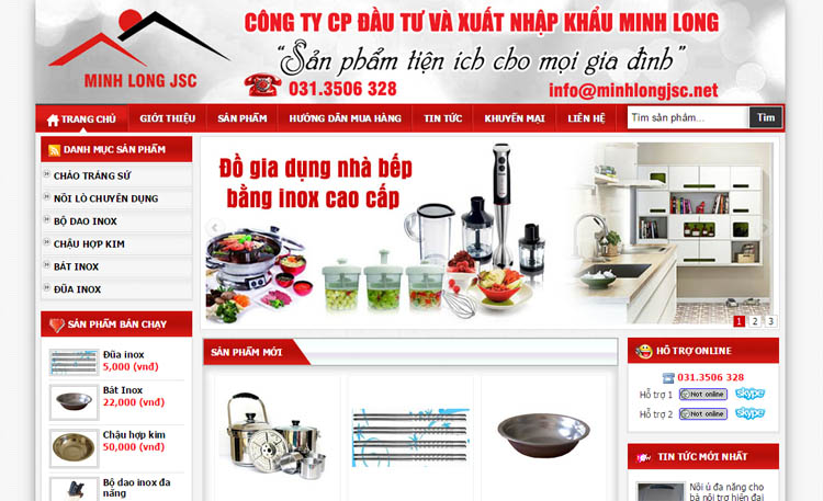 Thiết kế web Công ty CP Đầu Tư Và Xuất Nhập Khẩu Minh Long