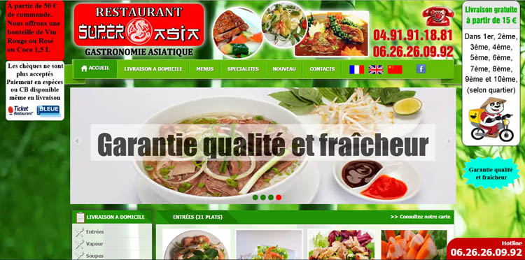 Thiết kế web nhà hàng Super Asia ở Pháp