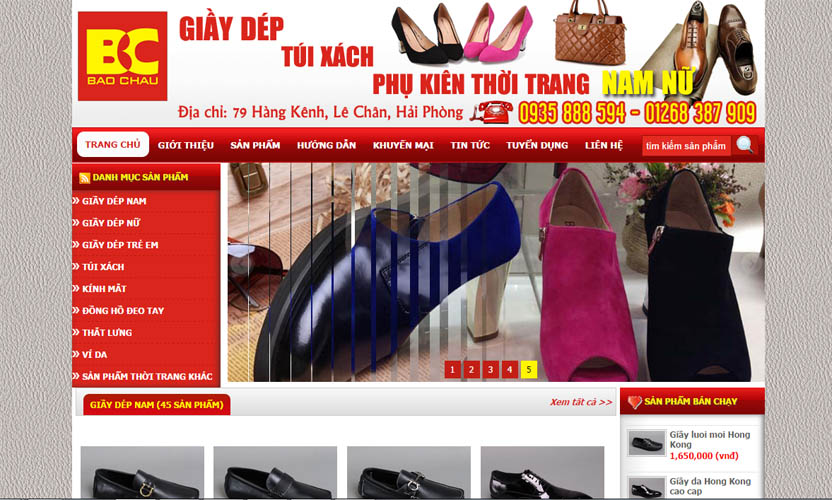 Thiết kế web Shop Giầy Da Hải Phòng Bảo Châu