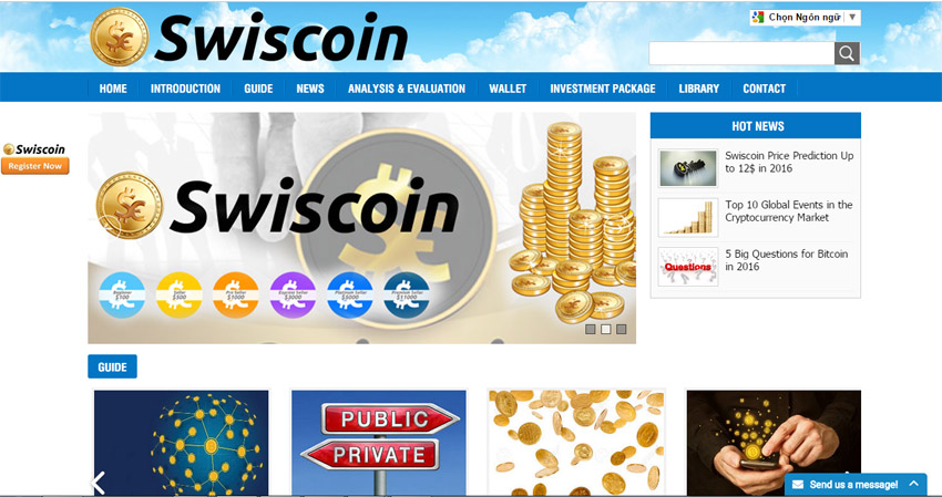 Thiết kế web hỗ trợ về Swiscoin