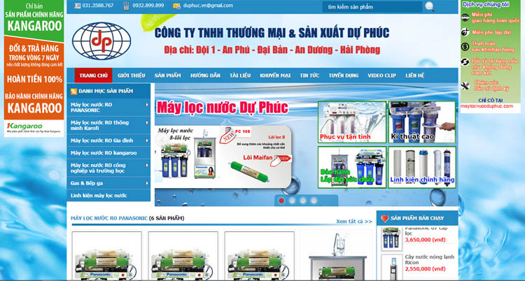 Thiết kế website Công ty máy lọc nước Dự Phúc