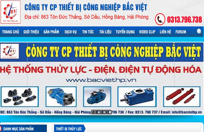 Thiết kế web Công ty Thiết bị Công nghiệp Bắc Việt