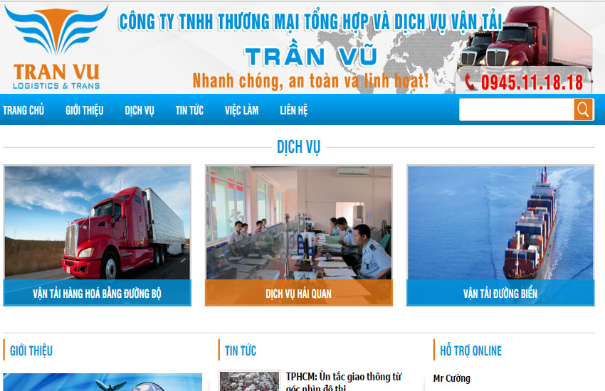 Thiết kế website, thiết kế Logo Công ty Vận Tải Trần Vũ
