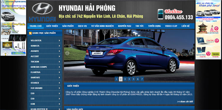 Thiết kế website ô tô Hyundai Hải Phòng