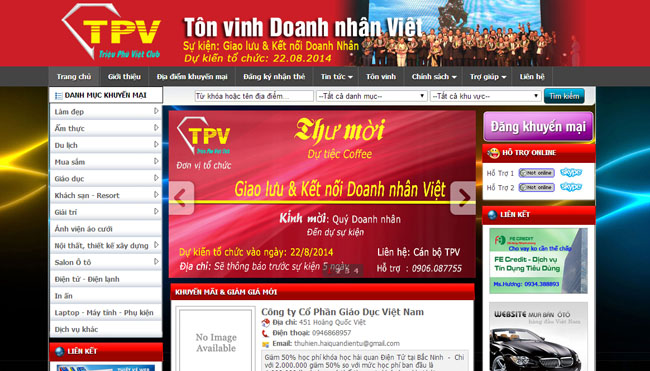 Thiết kế web Triệu Phú Việt Club