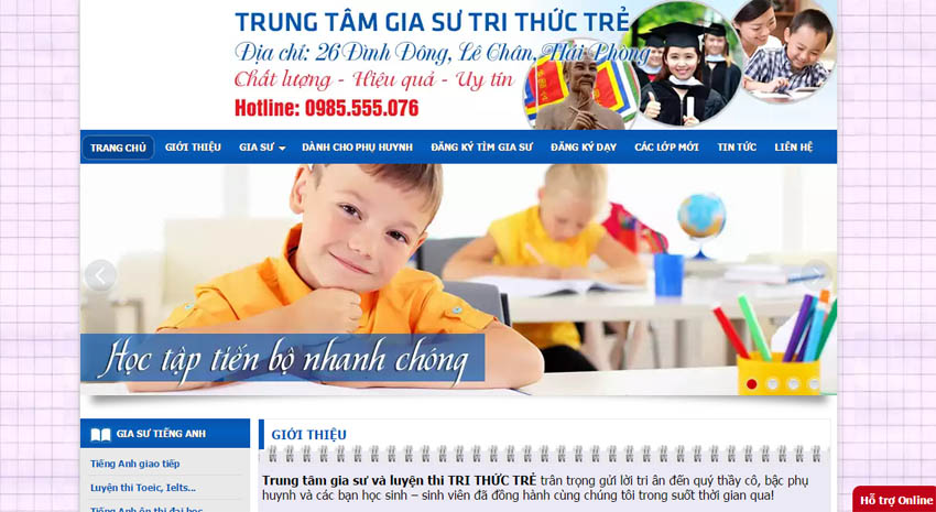 Thiết kế website Trung tâm gia sư Tri Thức Trẻ