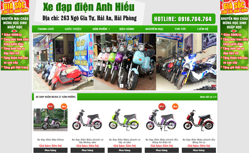 Thiết kế website Xe đạp điện Hải Phòng
