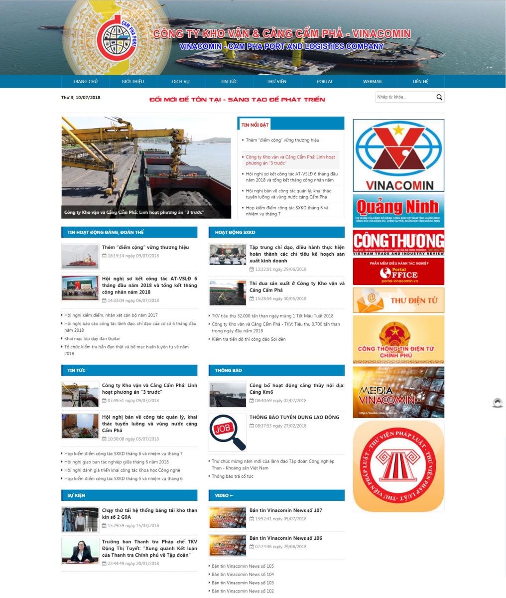 Thiết kế web Công ty Kho Vận & Cảng Cẩm Phả - Ảnh 1