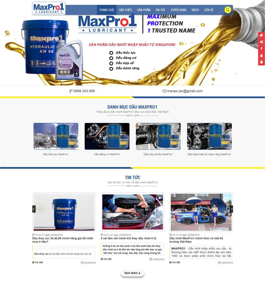Thiết kế lại website Dầu Nhờn MaxPro1 - Ảnh 1
