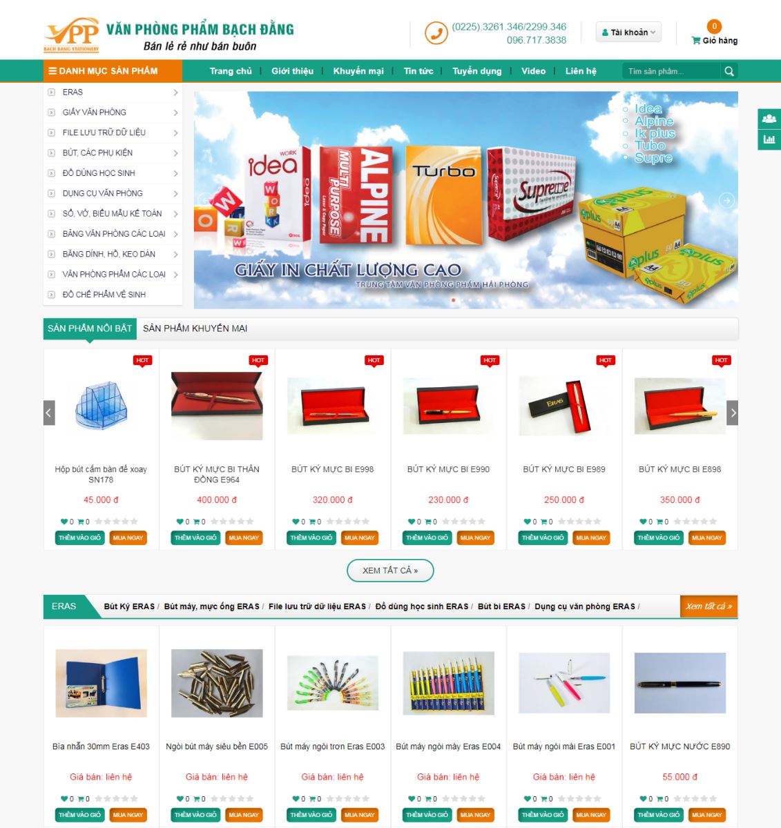 Thiết kế website Công Ty Văn Phòng Phẩm Bạch Đằng Hải Phòng